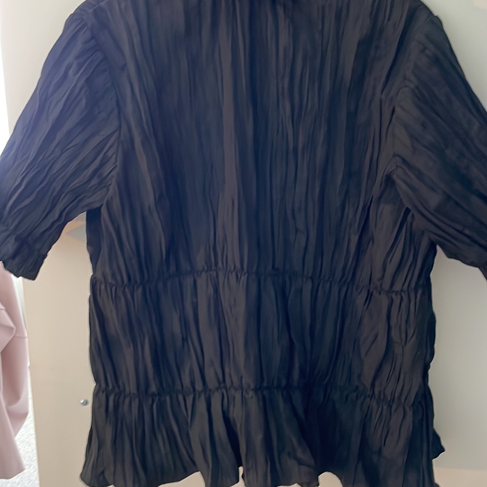 NWT Zara black shirred shirt size XL - Picture 7 of 7